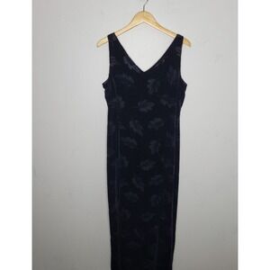 Womens‎ Dress Silk Velvet Burnout Size 10 Viscose Silk Shift Blue Mid Holiday